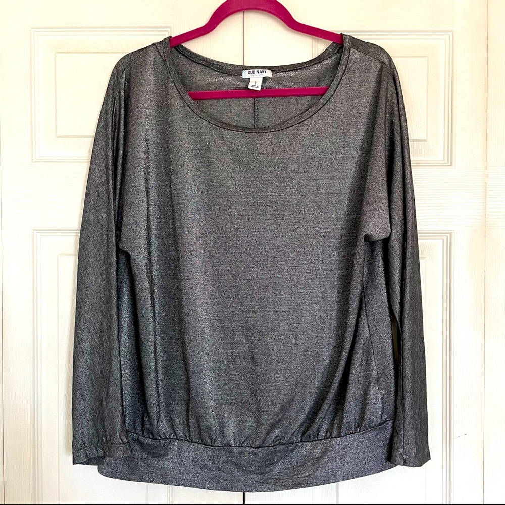 Shimmery Gray Long Sleeve Old Navy Top Size Large